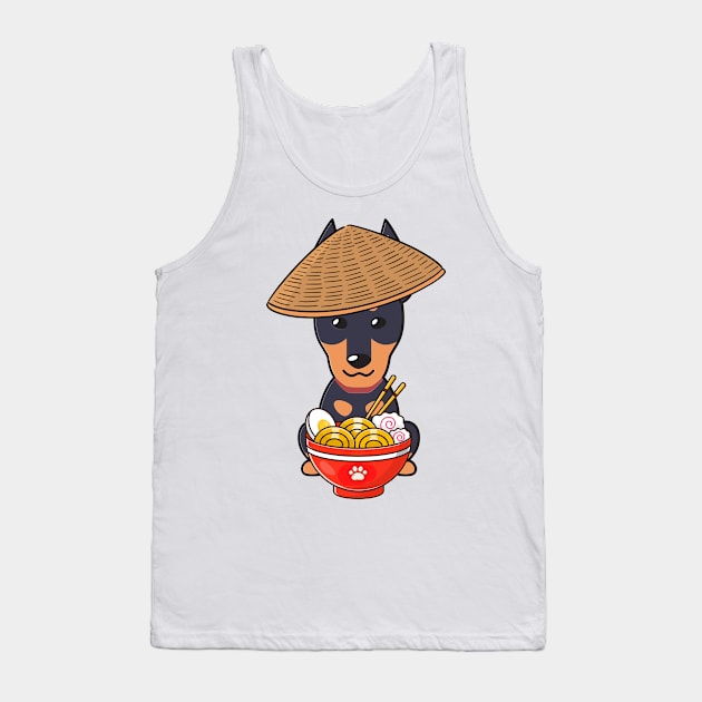 Funny Alsatian Eating Ramen Tank Top by Pet Station